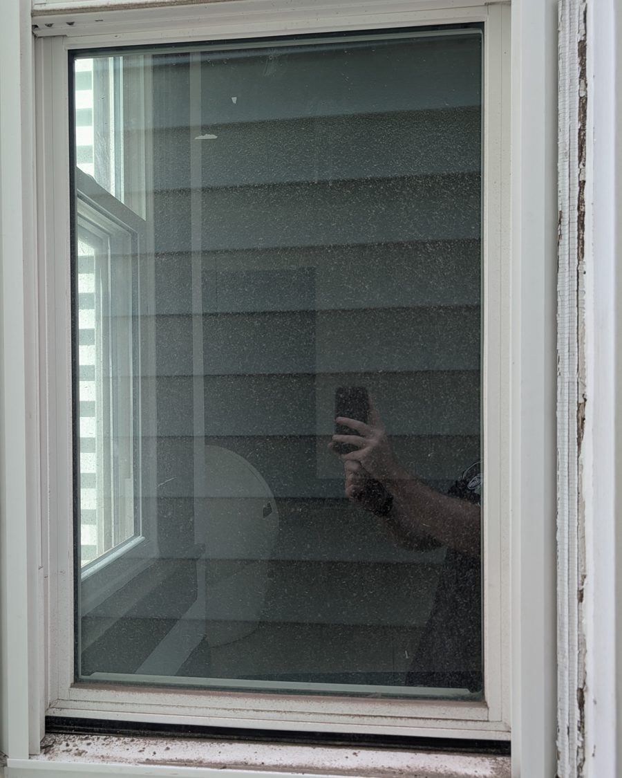 Dirty window before cleaning